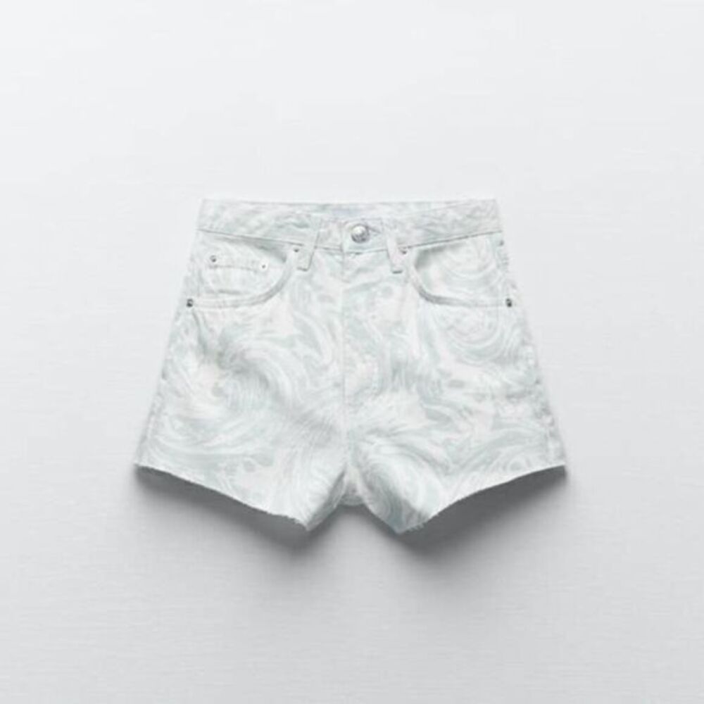 ZARA NWT Blue Hi-Rise Printed Shorts US 8 /29